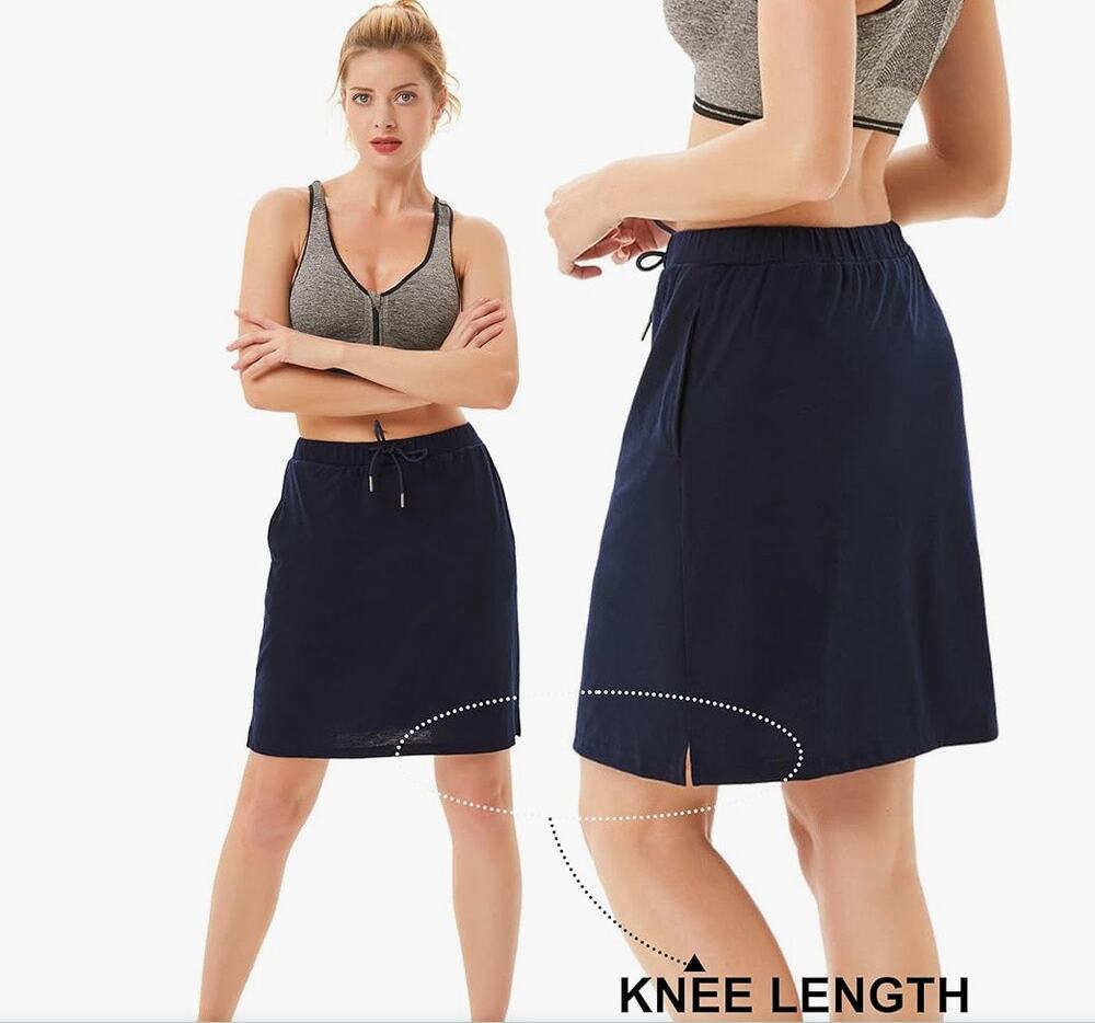 Jack Smith Activewear Navy Skort Drawstring Elastic Waist Pockets Mesh Short